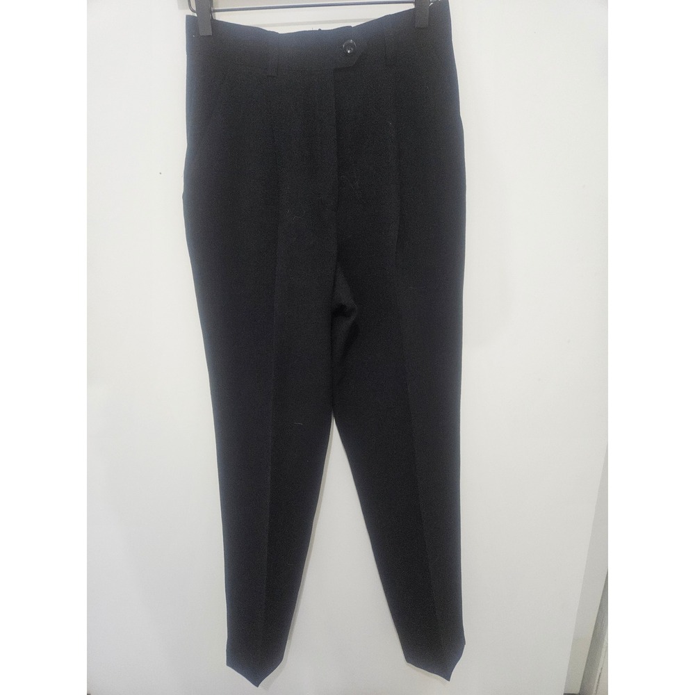 Escada Margaretha Ley Vintage Black Pure Wool Pleated‎ Tapered Pants Size 36